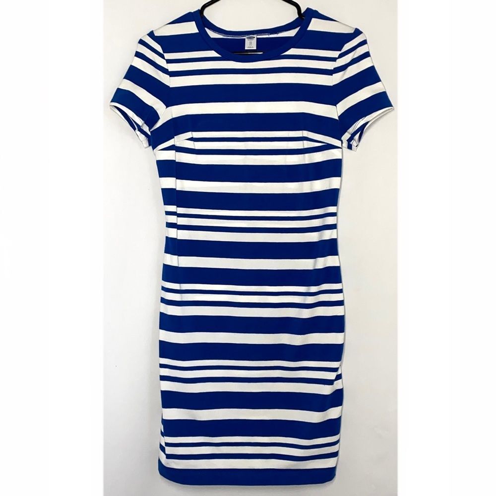 Old Navy Striped Royal Blue T-shirt Dress